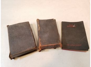 Lot Of 3 Antique Bibles, C.1890s, Oxford Concordance Sunday School Teacher's Edition, Red Letter New Testament