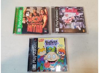 Lot Of 3 PlayStation Games, Original Sony PlayStation 1 Games, GameDay '97, Rugrats, WCW Nitro