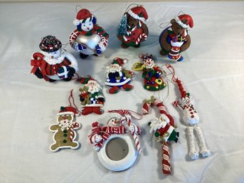 #8 Christmas Ornaments  A Lot Of 11 Pc.Santas And Snowman