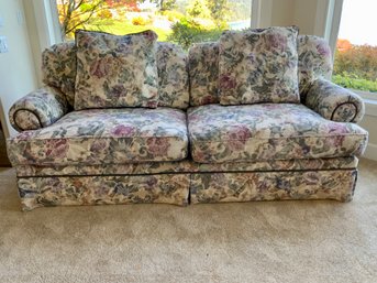 Comfy Custom Floral Fabric Sofa W/ Matching Pillows