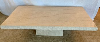 Well Made Live Edge Travertine Marble Coffee Table With Stone Base