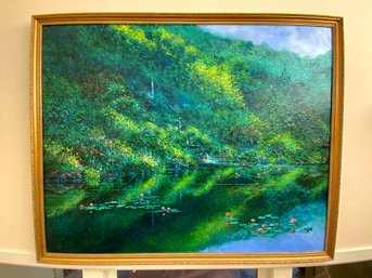 Large Oil On Canvas Painting By Pallet Knife Impressionist Anna Good.