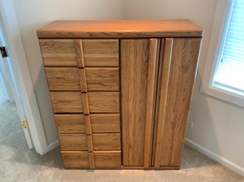 Vertical 6x Drawer Oak Storage Cabinet
