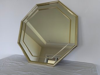 Brass Metal Framed Octagonal Mirror