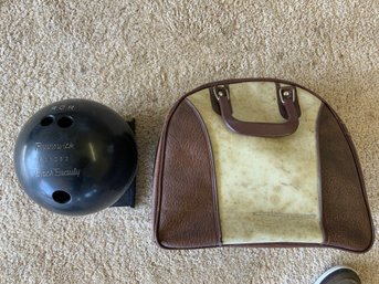 Vintage Brunswick Black Beauty Bowling Ball And Carry Case