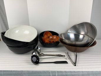 Outdoor Party Serving Bowls And Serving Utensils
