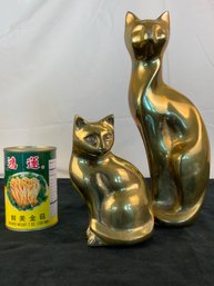 Pair Of Vintage Brass Sitting Cats