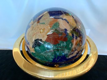 Beautiful Gemstone And Brass Globe