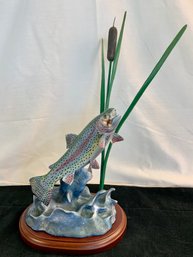 Franz Dutzler Rainbow Rising Trout Treasures Sculpture Danbury Mint