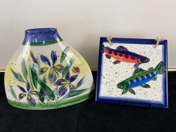 Julie Ueland Iris Vase Backsplash Pottery White Salmon Wa Wall Plate