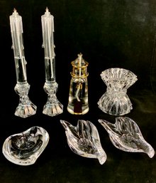 9 Pc Crystal Lot Mikasa Linear Candlestick Holder Colle Gorham Catskill Mountain Oil Candle