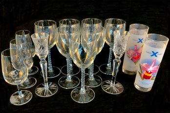 14 Pc Glassware Twist Stem Wine Goblet Crystal Cordial Turnbull Wine Cellars Celebrity Cruises