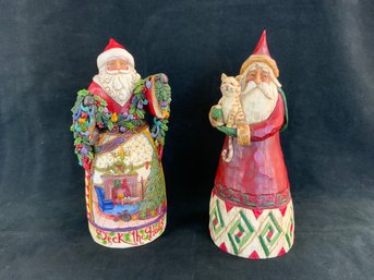 2 Jim Shore Heartwood Creek Santa Figurines