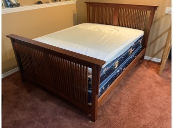 Queen Size Craftsman Mission Style Bed Frame And SearsO-Pedic Mattress