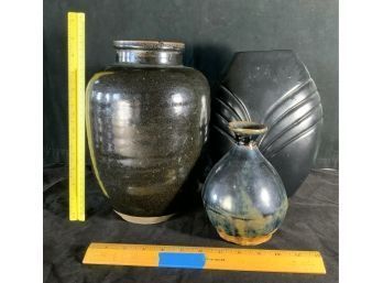 Trio Of Subdued Pottery Vases