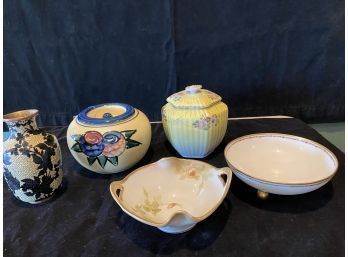 Assorted, Porcelain Pottery And Cloisonne Vases And Bowls