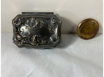 Sterling Silver Small Box And Brass Pill Box