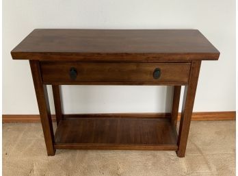 Wood Entry Table With Single Drawer And Shelf
