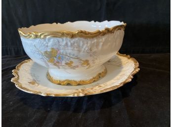 Large Antique French Limoges Serving Bowl And Plate