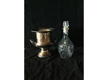 Silver Plate Trophy Cup And Vintage Jack Daniels Decanter