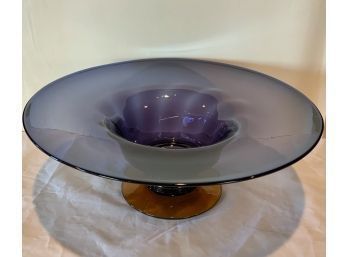 Huge Gold Purple Blown Glass Bowl