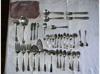 Silver Plate Lot D Flatware And Serving Pieces