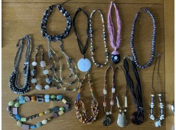 Mixed Necklace Lot A Fossil Shell Bone Glass