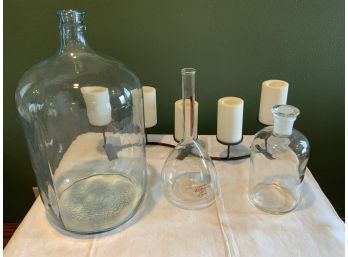 Glass Containers And Candle Stand With Electric Candles