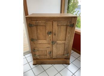 Antique 3 Door Oak Ice Box Refrigerator