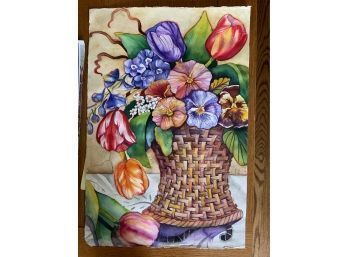 Original Watercolor Lynn Guenard Tulips Signed Tigre By Federico Others