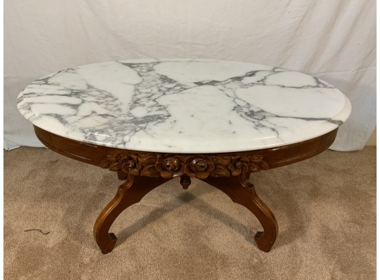 Solid Genuine Mahogany Victorian Italian Marble Top Table