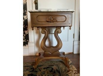Vintage Victorian Mahogany Marble Top End Table