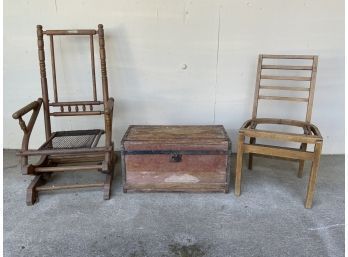 Vintage Chairs And Wooden Chest
