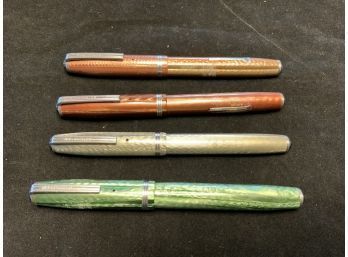 Vintage Esterbrook Fountain Pens, Model J, Pearlescent, Lever Fill, Space Grey, Platinum Trim