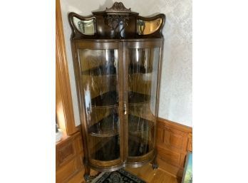 Antique Victorian Heart-shaped Corner Wood Glass Display Case