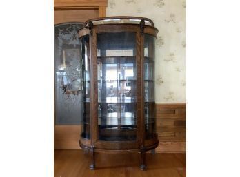 Antique Tiger Oak Glass Display Case