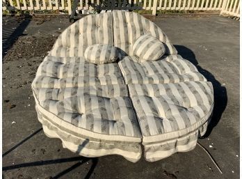 Large Round Outdoor Metal Lounger With Cushions