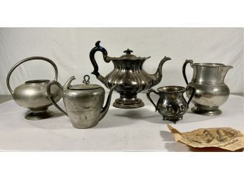 Collection Of Vintage Metal Plated And Pewter Pots And Vessels
