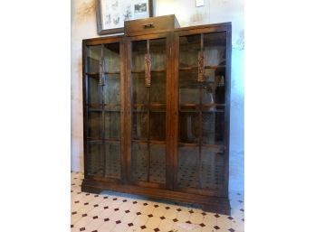 Vintage Wood And Glass Display Cabinet