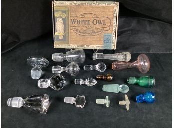 Assorted Antique Crystal And Glass Stoppers And Pestle