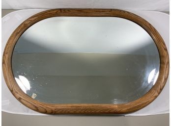 Antique Oak Framed Oval Mirror