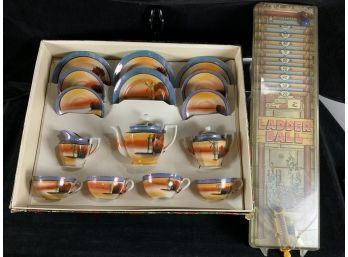 Vintage Japanese Children's Tea Set NOS And Vintage Ladder Ball Children's Game