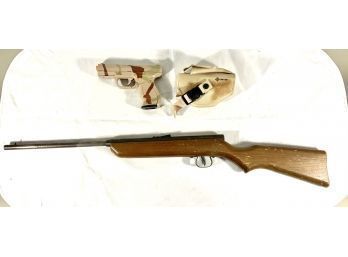 Vintage Crossman Arms Co V-350 Slide Action BB Air Rifle, Crossman Stringer P9 6mm Handgun