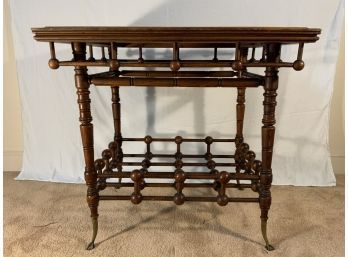 Truly Unique Antique Wood Parlor Table Newspaper Media Table Stick And Ball