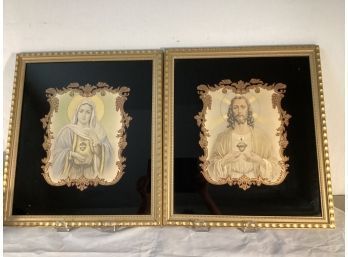 Antique Religious Reverse Glass Painted Pictures
