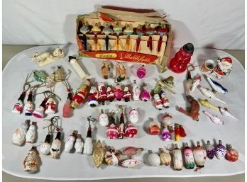 Large Assorted Antique, Milk Glass, Christmas Figurine, Light Bulbs, Bubble Lights, Snowman PEZ Dispencer