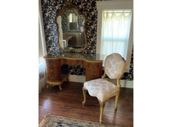 Vintage Victorian Vanity Desk, Chair And Mirror