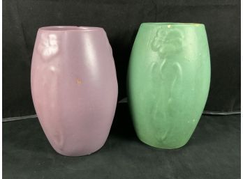 Duo Of Zanesville Arts And Crafts Pottery