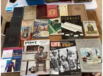 Assorted Antique And Vintage Books And Periodicals Including A  First Edition