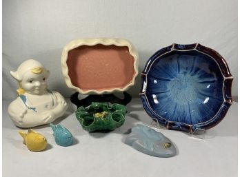 Assorted Vintage Ceramic Bowls, Salt & Pepper Shakers, Rose Meade Wall Pocket